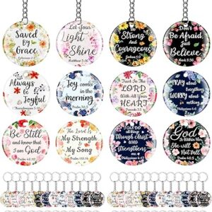 120 floral acrylic keychains featuring religious Bible verses for men and women.