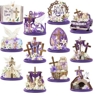 12-piece "He is Risen" Easter centerpieces for religious tables and tiered trays.