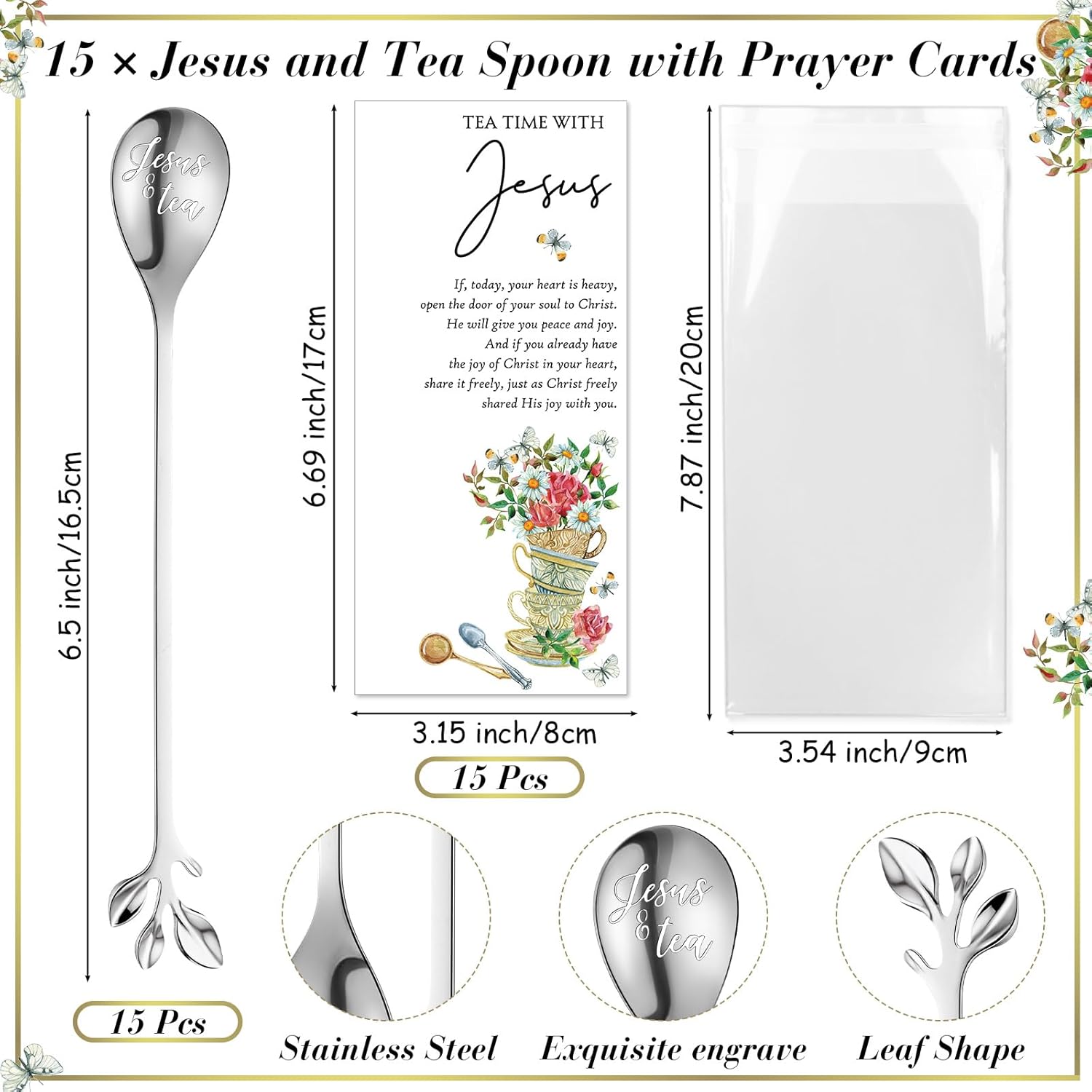 15 sets featuring religious teaspoons, prayer cards, and elegant coffee spoon souvenirs. - Image 2