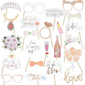 23-piece rose gold bridal shower photo booth props for bachelorette party memories.