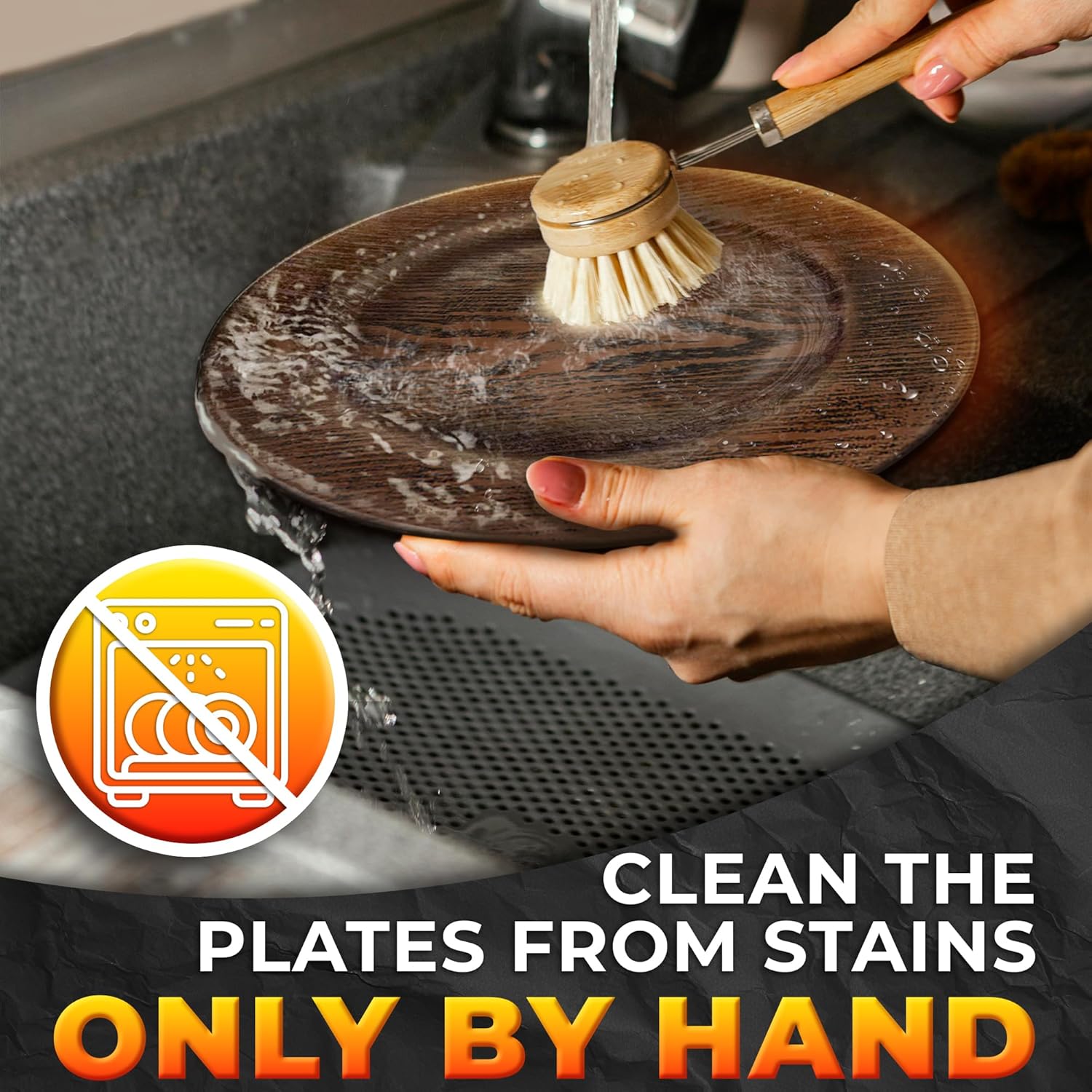 Four 13-inch faux wood plastic charger plates for rustic Easter and wedding decor. - Image 6