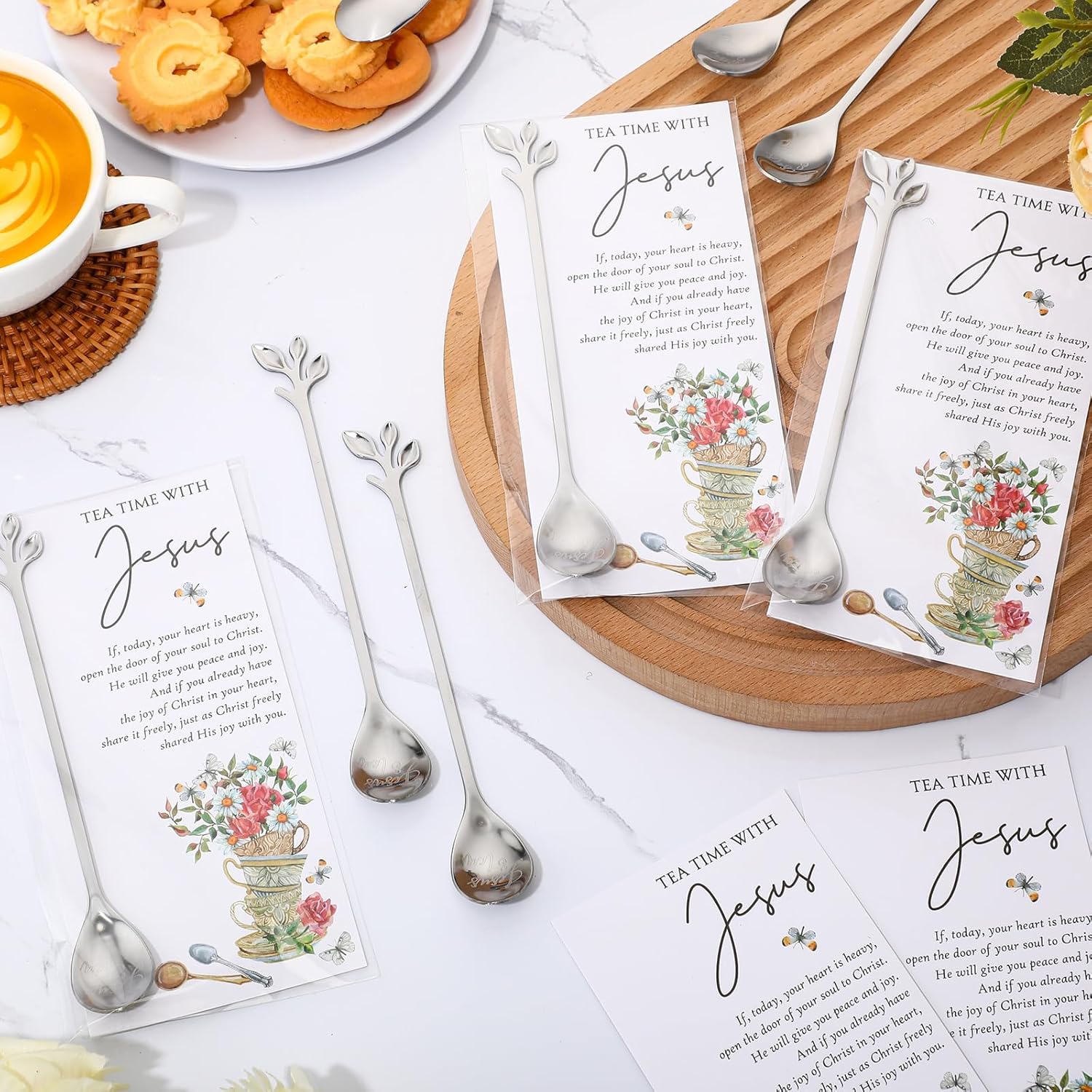 15 sets featuring religious teaspoons, prayer cards, and elegant coffee spoon souvenirs. - Image 3