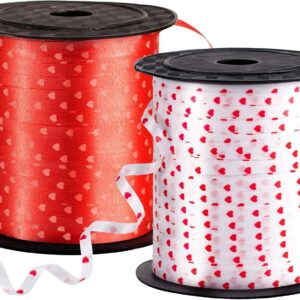 400-yard heart-patterned curling ribbon for Valentine's gifts, balloons, and festive DIY crafts.