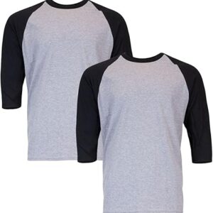 Mens Heavy Cotton Raglan Three Quarter Sleeve Casual Baseball T Shirt