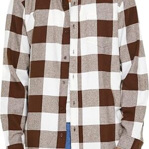 Men's Plaid Flannel Shirt Long Sleeve Button Up Casual
