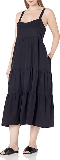 The Drop Women's Britt Tiered Maxi Tent Dress, Off-Black - Image 4