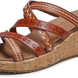 Women's Boho Wedge Sandals with Cushioned Footbed and Platform