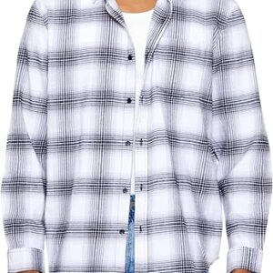 Men’s Long Sleeve Plaid Flannel Casual Button-Up Shirt