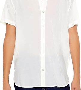 Men's Dolphin-Hem Short Sleeve Shirt Casual Button Up Summer