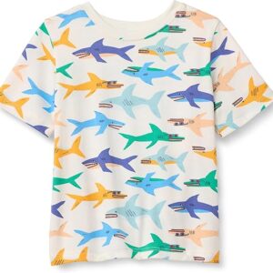 Kids Shark Print Cotton T-Shirt Soft Short Sleeve Graphic Tee