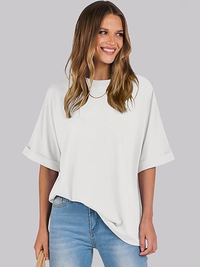 Women Oversized Short Sleeve T Shirt Casual Loose Summer Basic Tee - Image 2