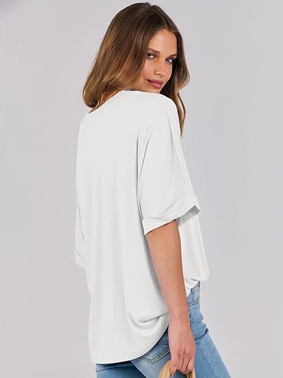 Women Oversized Short Sleeve T Shirt Casual Loose Summer Basic Tee - Image 3
