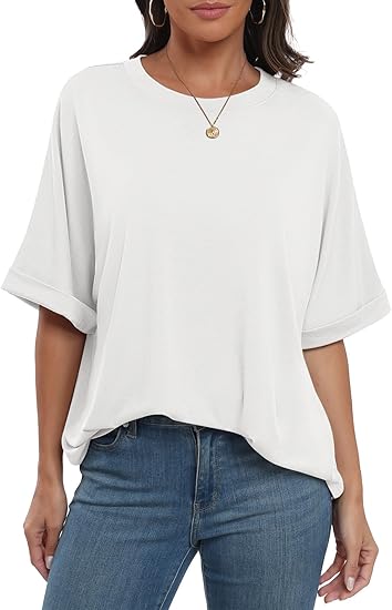 Women Oversized Short Sleeve T Shirt Casual Loose Summer Basic Tee - Image 4