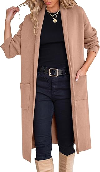 Women Oversized Long Cardigan Open Front Knit Duster Coat Fall Outerwear
