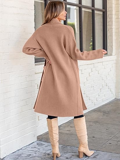 Women Oversized Long Cardigan Open Front Knit Duster Coat Fall Outerwear - Image 4