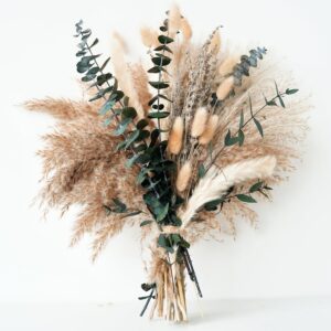 Boho Pampas Grass Dried Flower Bouquet Lavender Eucalyptus