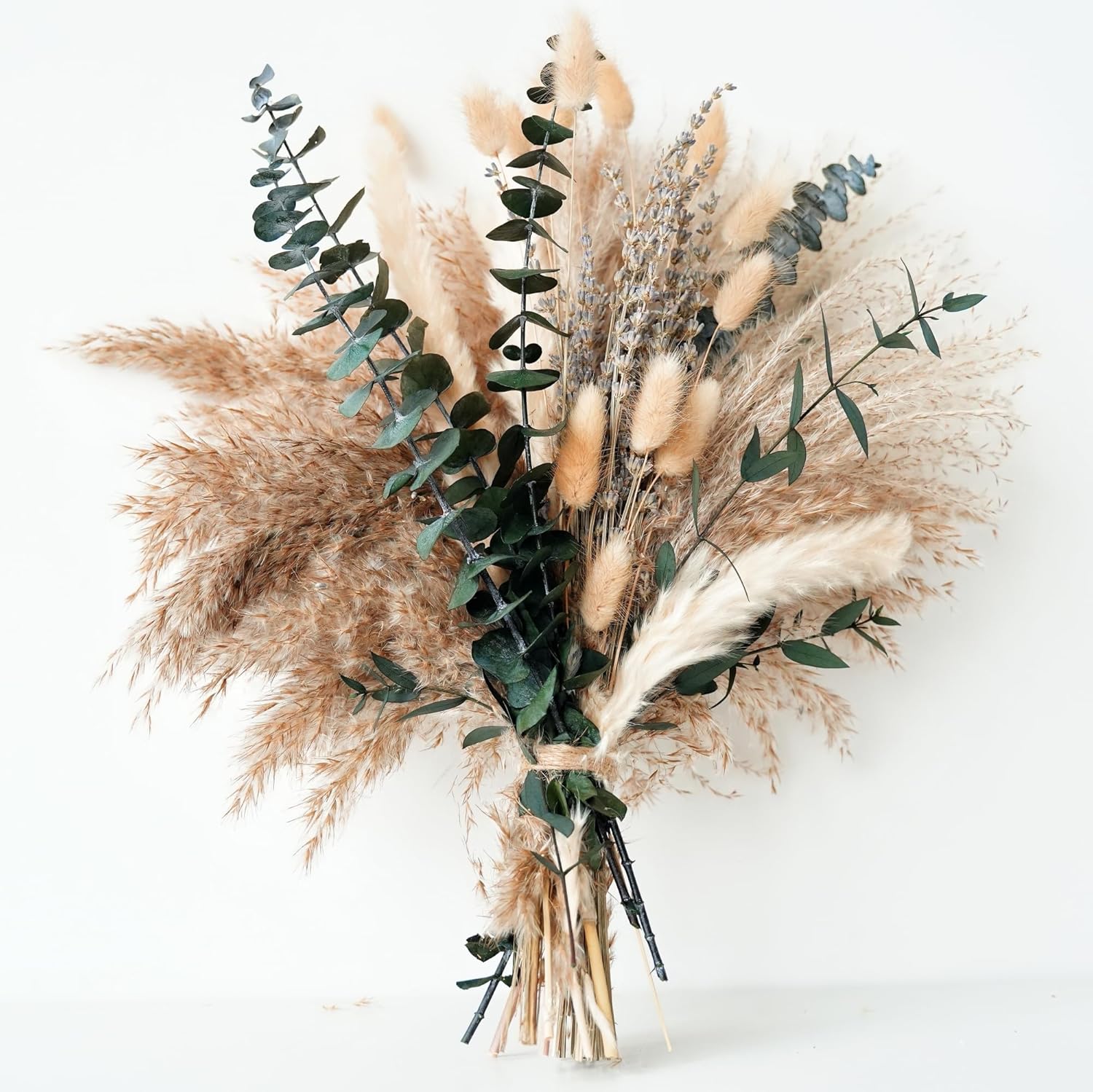 Boho Pampas Grass Dried Flower Bouquet Lavender Eucalyptus