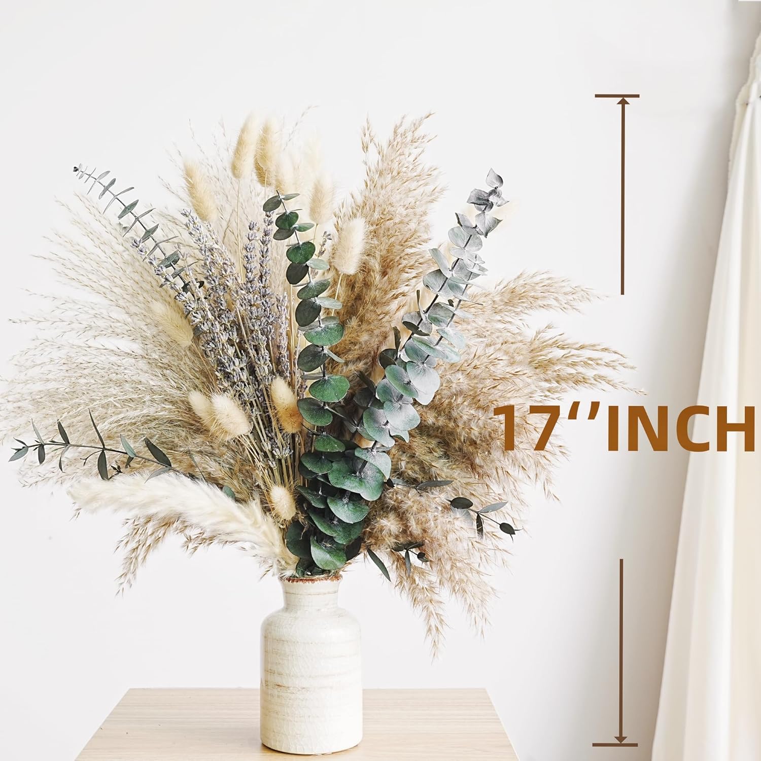 Boho Pampas Grass Dried Flower Bouquet Lavender Eucalyptus - Image 2