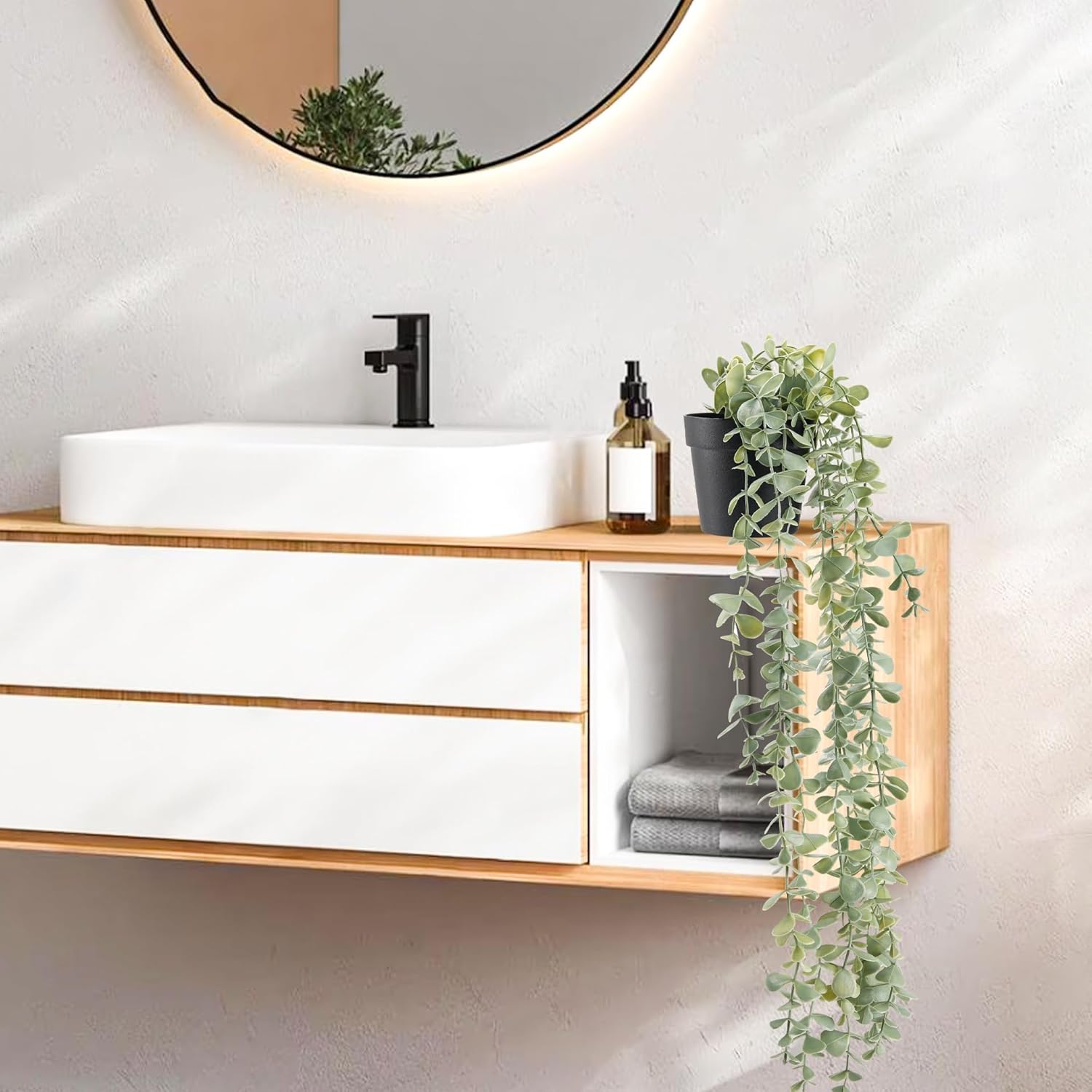 Hanging Faux Eucalyptus Plant Artificial Indoor Modern Décor - Image 3