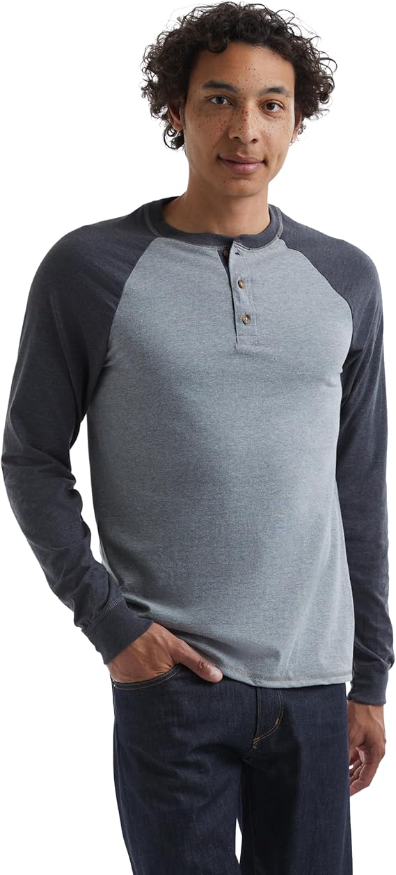 Mens Cotton Long Sleeve Henley T Shirt Casual Basic Everyday Tee