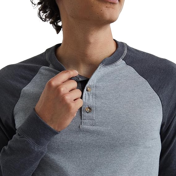 Mens Cotton Long Sleeve Henley T Shirt Casual Basic Everyday Tee - Image 2
