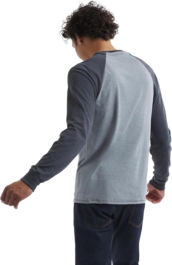 Mens Cotton Long Sleeve Henley T Shirt Casual Basic Everyday Tee - Image 4