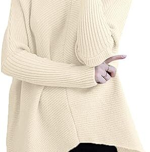Women Oversized Turtleneck Batwing Sleeve Cozy Knit Pullover Sweater Tunic