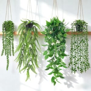Artificial Hanging Ivy Plants Set – Faux Eucalyptus Boho Wall Decor