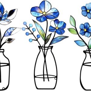 Rustic Metal Vase Wall Art Set – Farmhouse Floral Decor