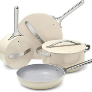 12-Piece Ceramic Cookware Set Non-Stick Pots Pans Lids Oven Safe Kitchen