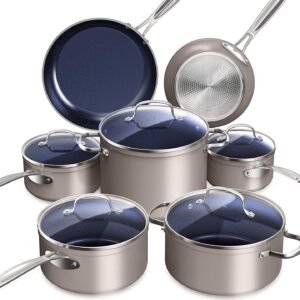 Healthy Ceramic Cookware Set Nonstick PFAS Free Oven Safe Induction Ready