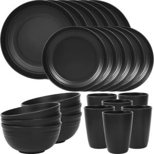 24-Piece Unbreakable Dinnerware Set Plates Bowls Camping RV Microwave Dishwasher Safe