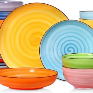 32-Piece Dinnerware Set Service For 8 Scratch Resistant Plates Bowls Microwave Dishwasher Safe Dopamine