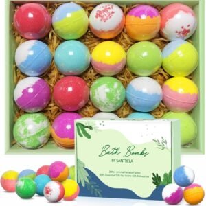 20 Organic Bath Bombs Gift Set Handmade Essential Oil Spa Relaxing Moisturizing