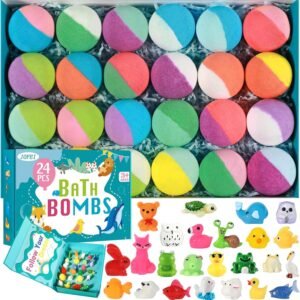 24 Kids Bath Bombs Gift Set Surprise Toys Inside Handmade Organic Fun Bubble Spa Bath