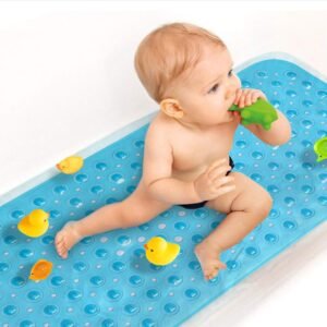 Blue Baby Bath Mat, Extra Long Non‑Slip Tub Rug