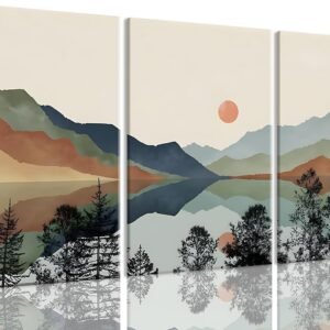 Boho Mountain Canvas Wall Art Set – Nature Landscape Prints