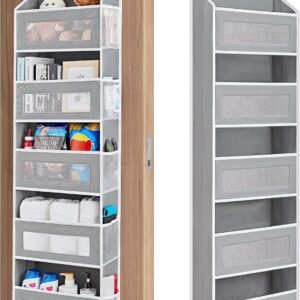 Grey Over Door Organizer, 5‑Shelf Hanging Storage Rack