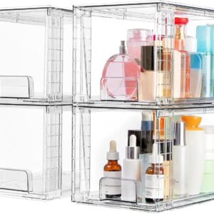 Stackable Acrylic Storage Drawers, 4‑Pack Plastic Closet Organizers
