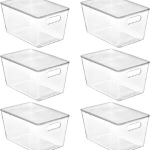 Clear Stackable Storage Bins, 6‑Pack Plastic Pantry Organizers
