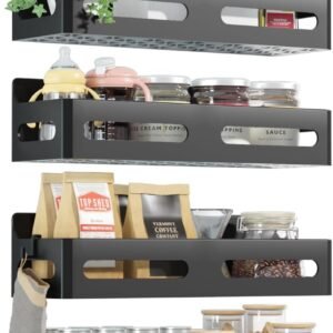 Magnetic Spice Rack Set, 4‑Pack Refrigerator Storage Shelves