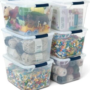 Clear Plastic Storage Bins, 6‑Pack Stackable Closet Organizers