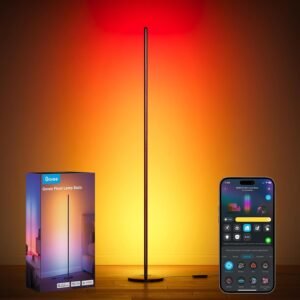 “Modern LED Floor Lamp, Alexa Compatible Rotating Corner Light