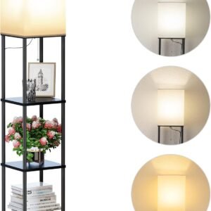 Floor Lamp with Shelves, 63'' Modern Corner Storage Light