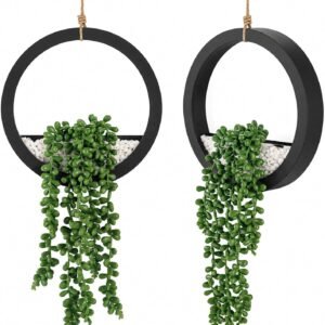 Artificial Hanging Plants Set – Faux Succulent Wall Decor Pots