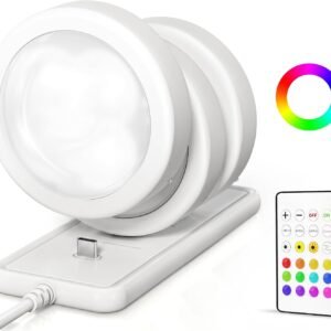 Rechargeable Puck Lights, 3‑Pack RGB Under Cabinet Tap Lamps