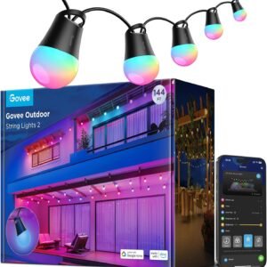 RGBIC Patio String Lights, 144FT Waterproof Outdoor Bulbs Alexa
