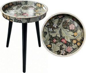 Vintage Round Side Table, 4‑Tier Floral Corner Stand