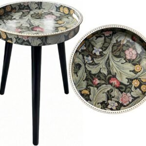 Vintage Round Side Table, 4‑Tier Floral Corner Stand