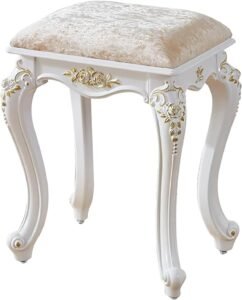 Vintage Velvet Vanity Stool, Round Makeup Chair Ottoman Bench